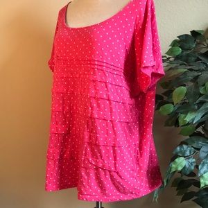 Liz Claiborne Hot Pink Polka Dot Top, 3X